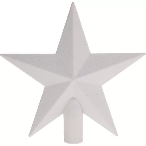 Csillag csúcsdísz glitteres fehér 19cm 