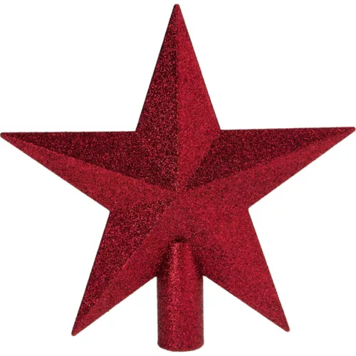 Csillag csúcsdísz glitteres bordó 19cm 
