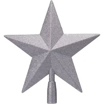 Csillag csúcsdísz műa.  glitteres ezüst 28cm