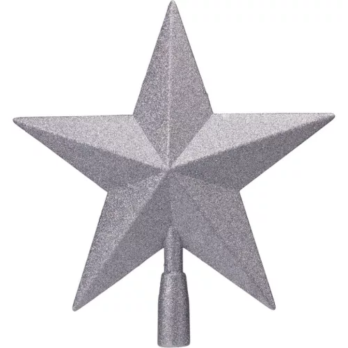 Csillag csúcsdísz műa.  glitteres ezüst 28cm