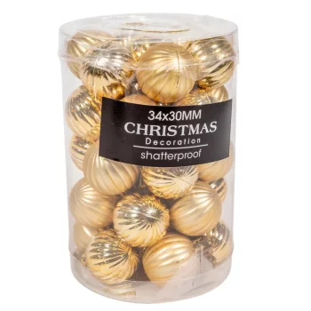 Műanyag gömb bordás arany 3cm 34db-os