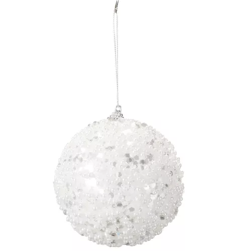 Glitteres, flitteres gömb fehér 10cm