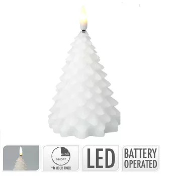   Fenyő gyertya LED-es fehér időzítős elemes (elem nélkül) M11cm