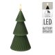 Stilizált fenyő gyertya LED-e zöld időzítős elemes (elem nélkül) M15cm