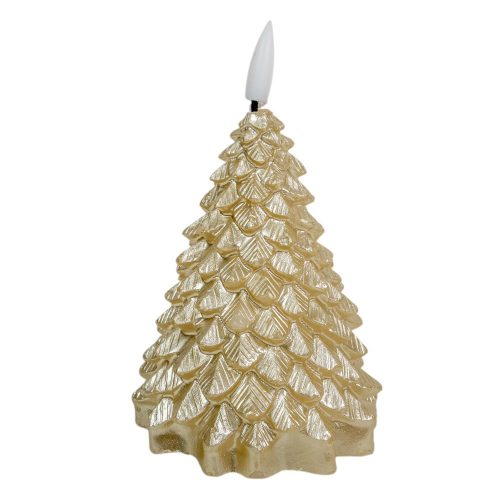 Fenyő gyertya LED-es időzítős láng effekttel arany M11cm