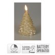 Fenyő gyertya LED-es időzítős láng effekttel arany M11cm