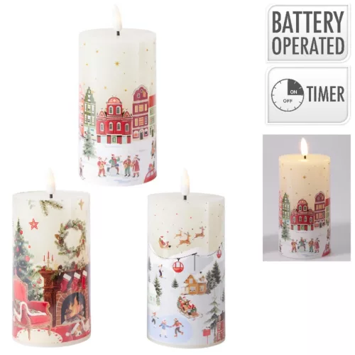 Mintás LED-es gyertya M12cm 