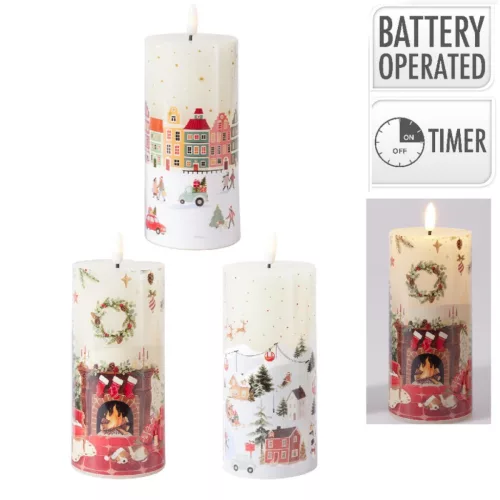 Mintás LED-es gyertya M15cm 