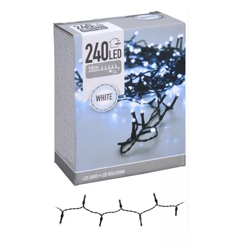 Fényfüzér 240 LED-es adapteres hideg 18m