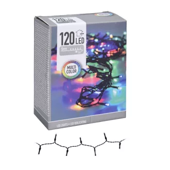 Fényfüzér 120 LED-es adapterrel multi 9m