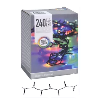 Fényfüzér 240 LED-es adapteres multi  18m