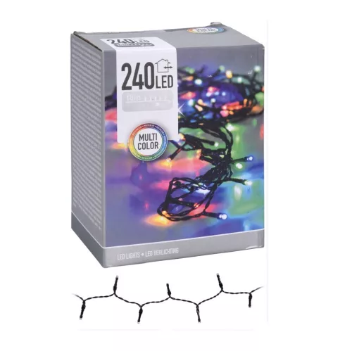 Fényfüzér 240 LED-es adapteres multi  18m