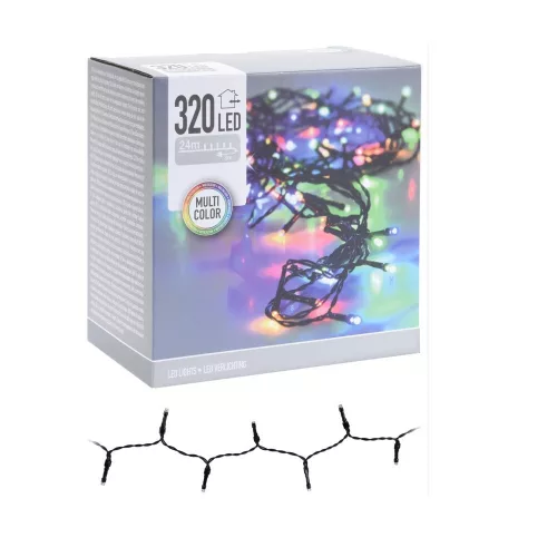 Fényfüzér 320 LED-es adapteres multi 24m