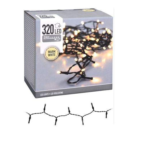 Fényfüzér 320 LED-es adapterrel meleg 24m