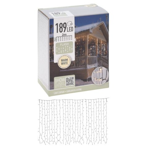 Fény függöny 189 LED-es flash adapteres meleg 200x70cm