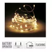 Ezüst drótkábeles fényfüzér 40 LED-es elemes (elem nélkül) meleg