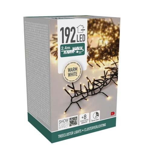 Sűrű fényfüzér 192 LED-es időzítős programos adapteres hideg