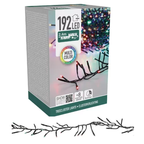 Extra sűrű fényfüzér 192 LED-es időzítős programos adapteres multi 2,4m