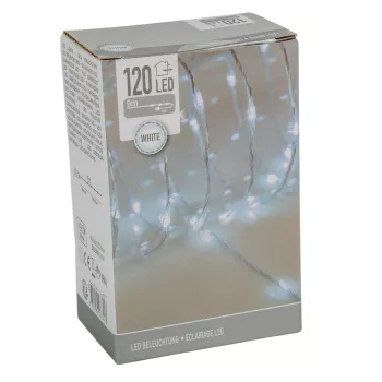   Fényvezeték 120 LED-es transzparens drótos adapteres hideg