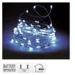 Ezüst drótkábeles fényfüzér 20 LED-es elemes (elem nélkül) hideg