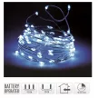 Ezüst drótkábeles fényfüzér 20 LED-es időzítős elemes (elem nélkül) hideg