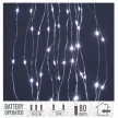 Ezüst drótkábeles korbács 80 LED-es elemes (elem nélkül) hideg 10x75cm