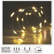 Ezüst drótkábeles fényfüzér 10 LED-es elemes (elemmel) meleg 90cm