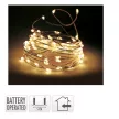 Ezüst drótkábeles fényfüzér 100 LED-es elemes (elem nélkül) meleg