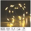 Ezüst drótkábeles fényfüzér 80 LED-es időzítős elemes (elem nélkül) meleg 395cm