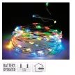 Ezüst drótkábeles fényfüzér 100 LED-es elemes (elem nélkül) multi color