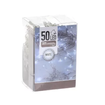   Fényfüzér 50 LED-es transpares elemes (elem nélkül) hideg