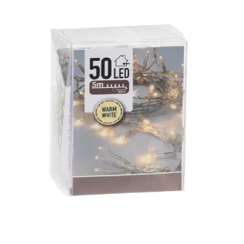  Fényfüzér 50 LED-es tranparens elemes (elem nélkül) meleg