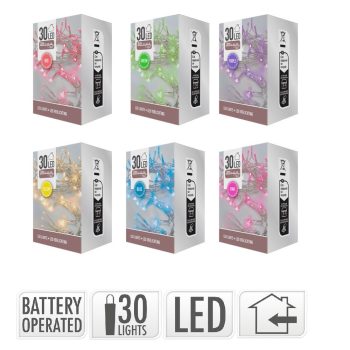   Fényfüzér 30 LED-es elemes (elem nélkül) vegyes színben
