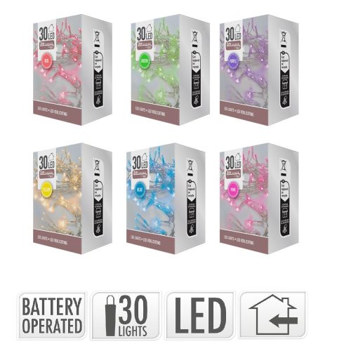 Fényfüzér 30 LED-es elemes (elem nélkül) vegyes színben