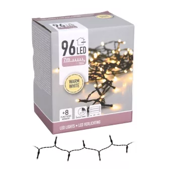   Fényfüzér 96 LED-es programos elemes (elem nélkül) meleg 7m