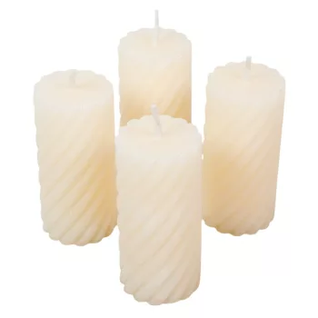  Bársony glitter csavart henger gyertya 55x100mm ivory 4db/csom (db ár)