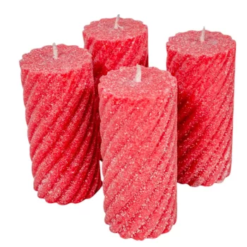   Bársony glitter csavart henger gyertya 55x100cm piros 4db/csom (db ár) 