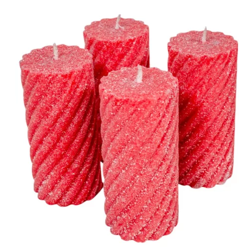 Bársony glitter csavart henger gyertya 55x100cm piros 4db/csom (db ár) 