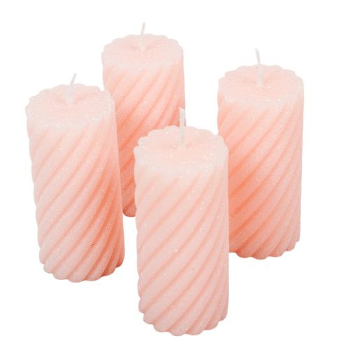 Bársony glitter csavart henger gyertya 55x100mm púder 4db/csom (db ár)