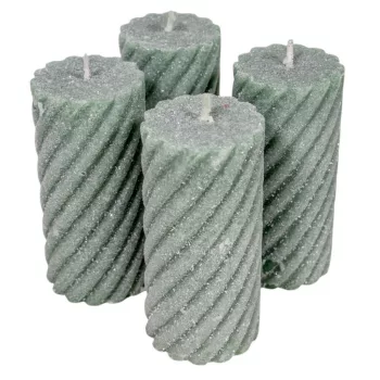   Bársony glitter csavart henger gyertya 55x100cm zöld 4db/csom (db ár)