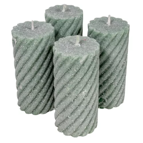Bársony glitter csavart henger gyertya 55x100cm zöld 4db/csom (db ár)