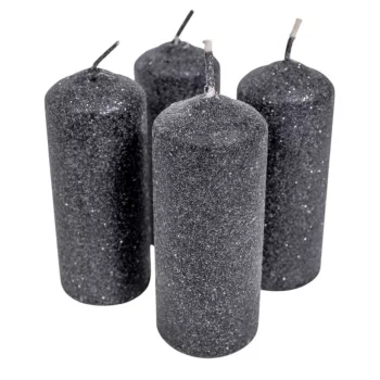   Bársony glitter henger gyertya 40x100mm fekete 4db/csom (db ár)