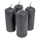 Bársony glitter henger gyertya 40x100mm fekete 4db/csom (db ár)