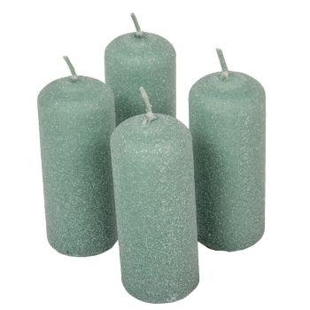   Bársony glitter henger gyertya 40x100mm menta 4db/csom (db ár)