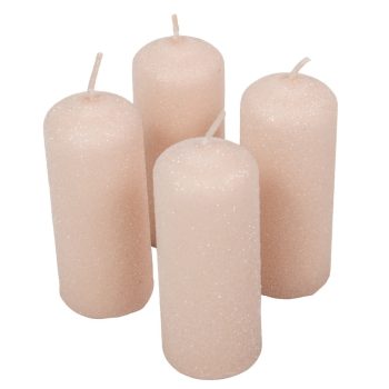   Bársony glitter henger gyertya 40x100mm pezsgő 4db/csom (db ár)