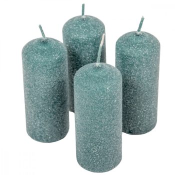   Bársony glitter henger gyertya 40x100mm smaragd zöld 4db/csom (db ár)