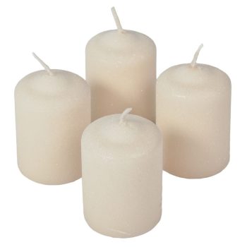   Bársony glitter henger gyertya 50x75mm ivory 4db/csom (db ár)