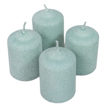   Bársony glitter henger gyertya 50x75mm menta 4db/csom (db ár)