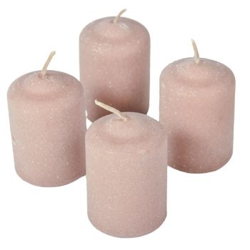  Bársony glitter henger gyertya 50x75mm mogyoró 4db/csom (db ár)