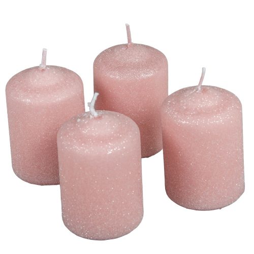 Bársony glitter henger gyertya 50x75mm púder 4db/csom (db ár)